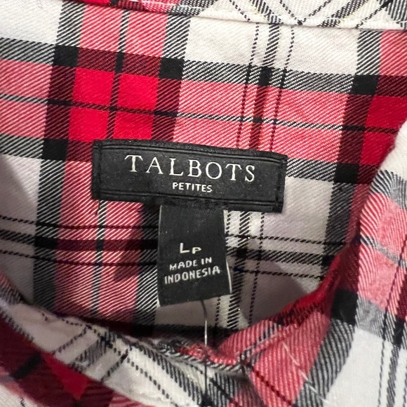 Talbots LARGE PETITE red/black/white plaid with a metallic thread.  EUC!!!!! - Picture 5 of 13